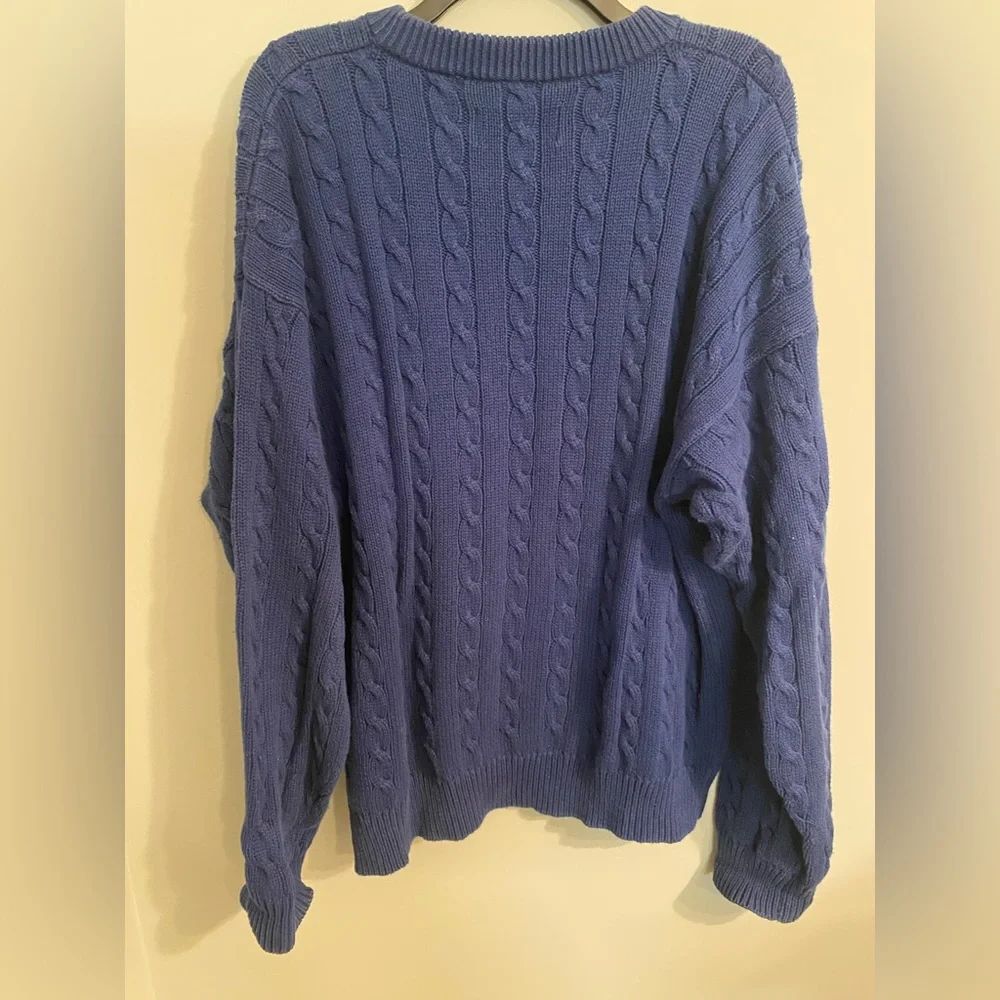 Vintage Men’s Eddie Bauer 100% Cotton Chunky Cable Knit Sweater Size L - Picture 3 of 3